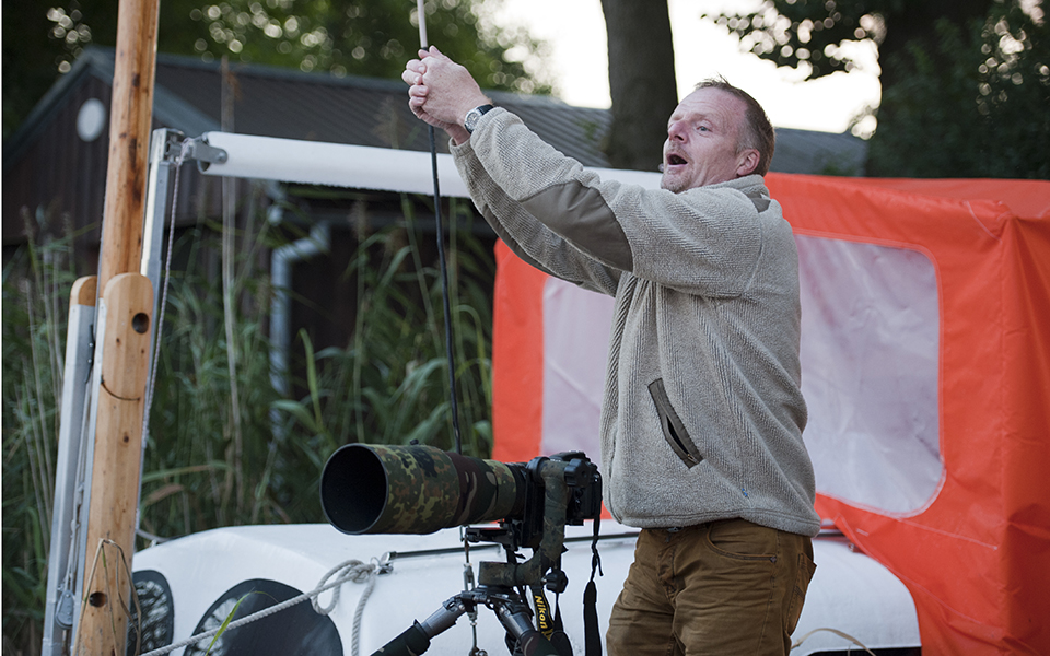 Angler vor den Mirower Bootshäusern, Mecklenburgische Seenplatte