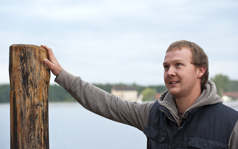 Angler vor den Mirower Bootshäusern, Mecklenburgische Seenplatte